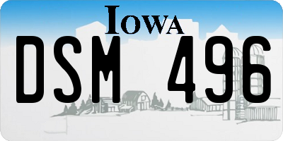 IA license plate DSM496
