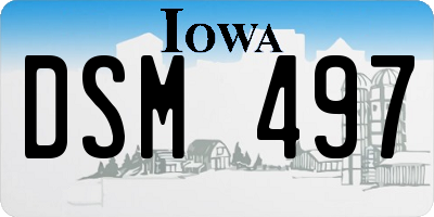 IA license plate DSM497