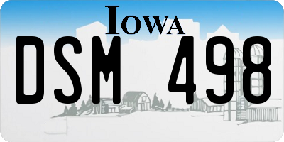 IA license plate DSM498