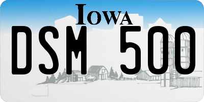 IA license plate DSM500