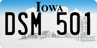 IA license plate DSM501
