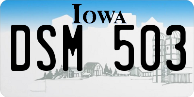 IA license plate DSM503