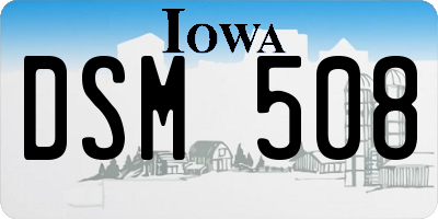 IA license plate DSM508