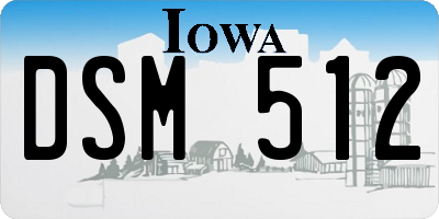 IA license plate DSM512