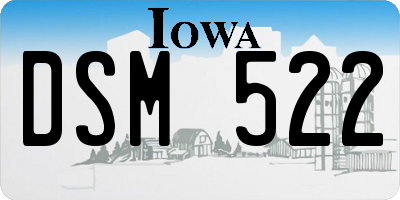 IA license plate DSM522