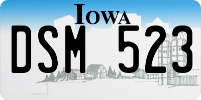 IA license plate DSM523