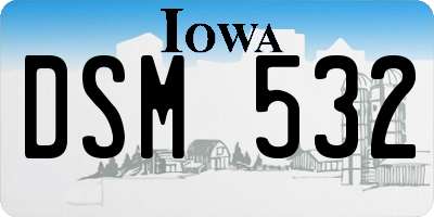 IA license plate DSM532