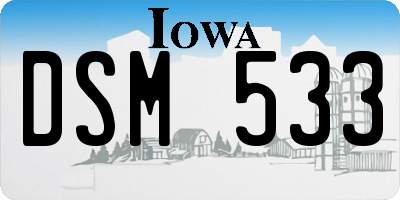 IA license plate DSM533
