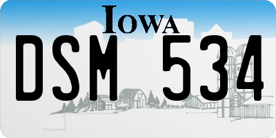 IA license plate DSM534