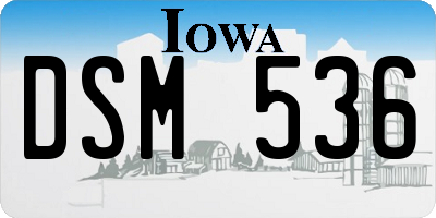 IA license plate DSM536