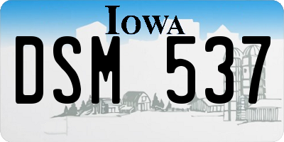 IA license plate DSM537