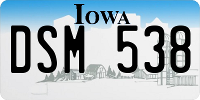 IA license plate DSM538