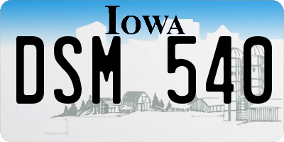 IA license plate DSM540