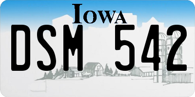 IA license plate DSM542