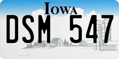 IA license plate DSM547