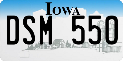 IA license plate DSM550