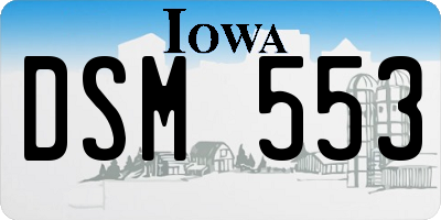 IA license plate DSM553