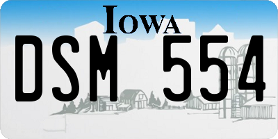 IA license plate DSM554