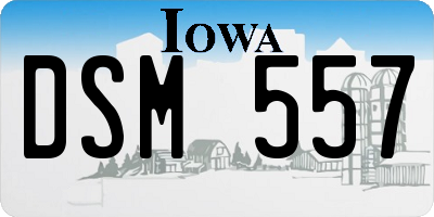 IA license plate DSM557