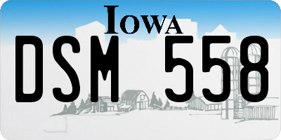 IA license plate DSM558