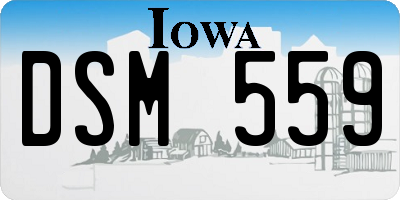 IA license plate DSM559