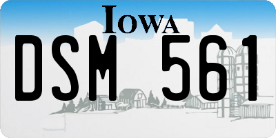 IA license plate DSM561