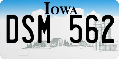 IA license plate DSM562