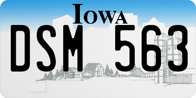 IA license plate DSM563