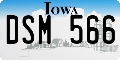 IA license plate DSM566