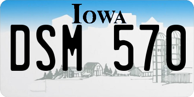 IA license plate DSM570