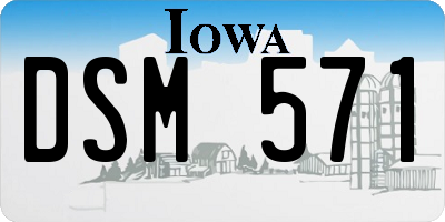IA license plate DSM571