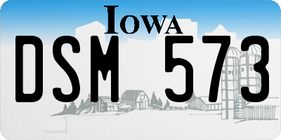 IA license plate DSM573
