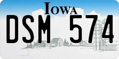 IA license plate DSM574