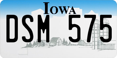 IA license plate DSM575
