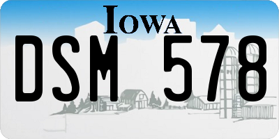 IA license plate DSM578
