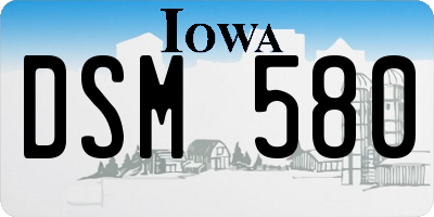 IA license plate DSM580