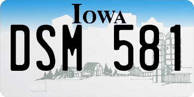 IA license plate DSM581