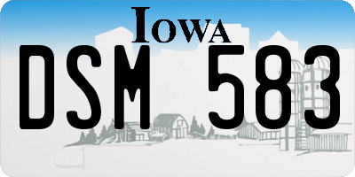 IA license plate DSM583