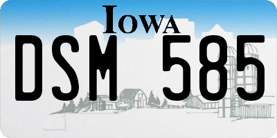 IA license plate DSM585