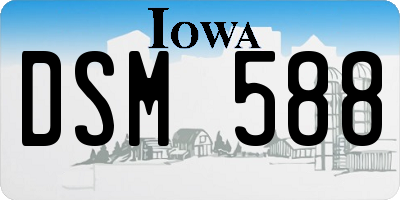 IA license plate DSM588