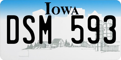 IA license plate DSM593