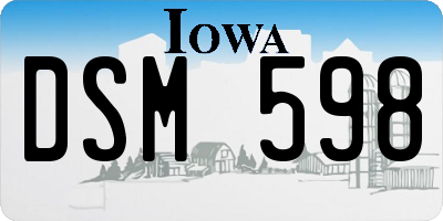 IA license plate DSM598