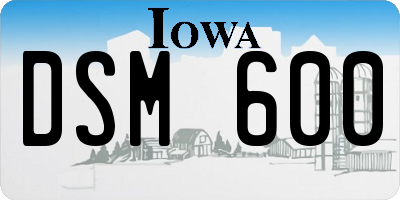 IA license plate DSM600