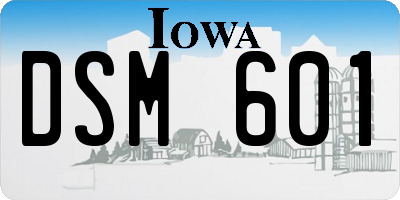 IA license plate DSM601