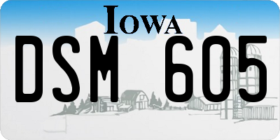 IA license plate DSM605