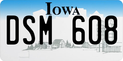 IA license plate DSM608
