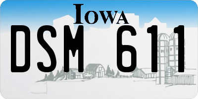 IA license plate DSM611