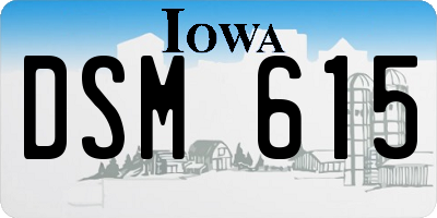 IA license plate DSM615