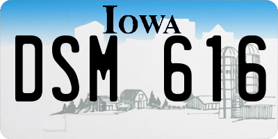 IA license plate DSM616