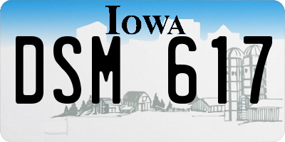 IA license plate DSM617